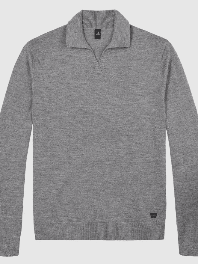 WAHTS - Polo Howard Extrafine Merino Mid Grey Melange Truien Wahts 