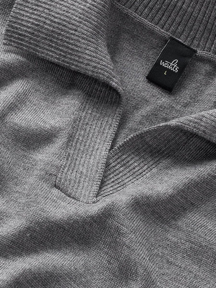 WAHTS - Polo Howard Extrafine Merino Mid Grey Melange Truien Wahts 