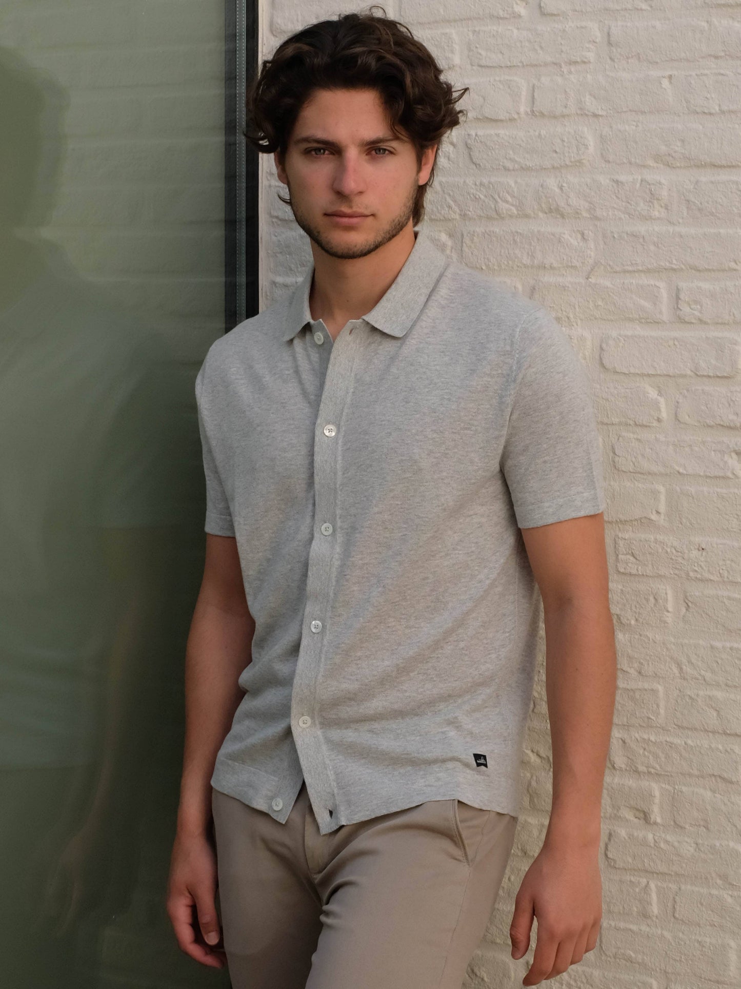 WAHTS - Polo Ryans Katoen Linnen Light Grey Melange Polo's Wahts 