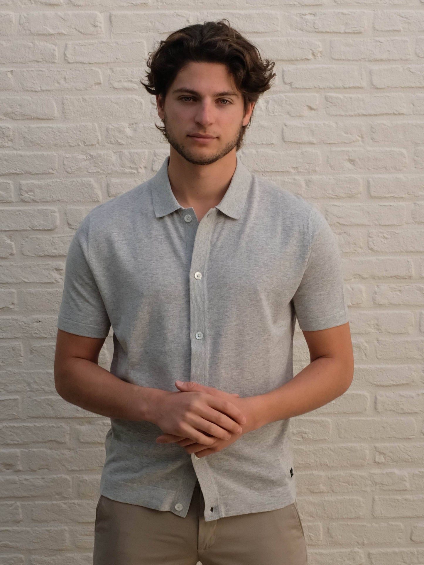 WAHTS - Polo Ryans Katoen Linnen Light Grey Melange Polo's Wahts 
