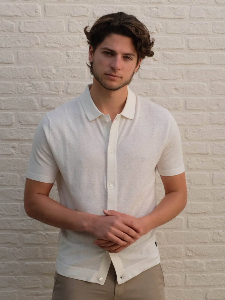 WAHTS - Polo Ryans Katoen Linnen Off White Polo's Wahts 