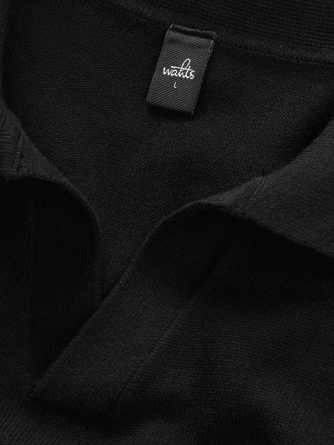 WAHTS - Sterling Knitted Longsleeve Polo Black Polo's Wahts 