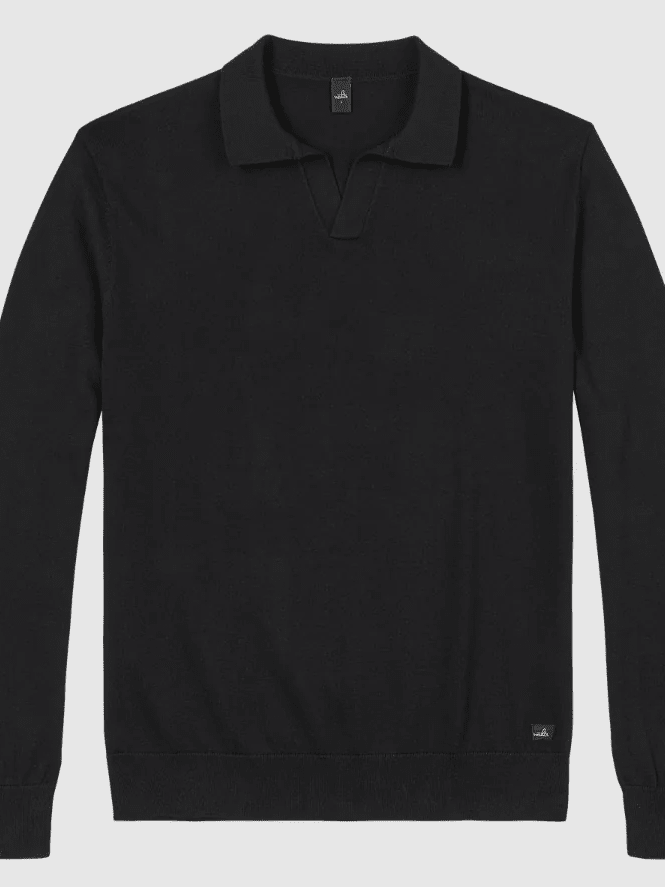 WAHTS - Sterling Knitted Longsleeve Polo Black Polo's Wahts 