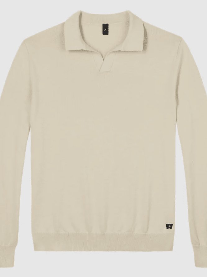 WAHTS - Sterling Knitted Longsleeve Polo White Sand Polo's Wahts 