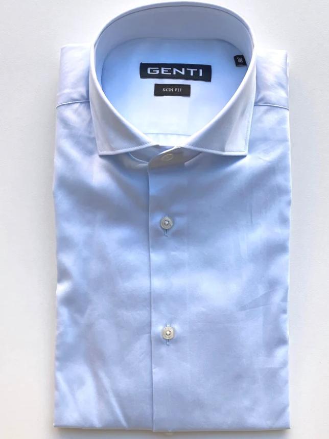 GENTI - Basis Hemd Stretch Blauw Hemden Genti 
