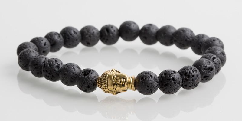 Iconbracelets Buddha Gold Lava 8MM Icon Bracelets 