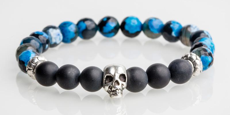 Iconbracelets skull Blue Fire 8MM Icon Bracelets 