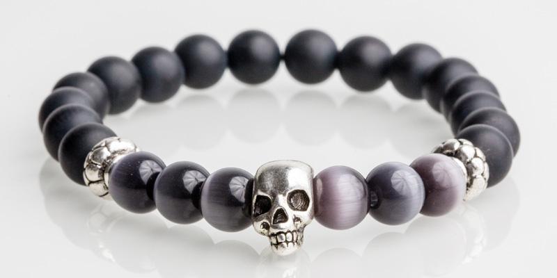 Iconbracelets skull Grey / Black 8MM Icon Bracelets 